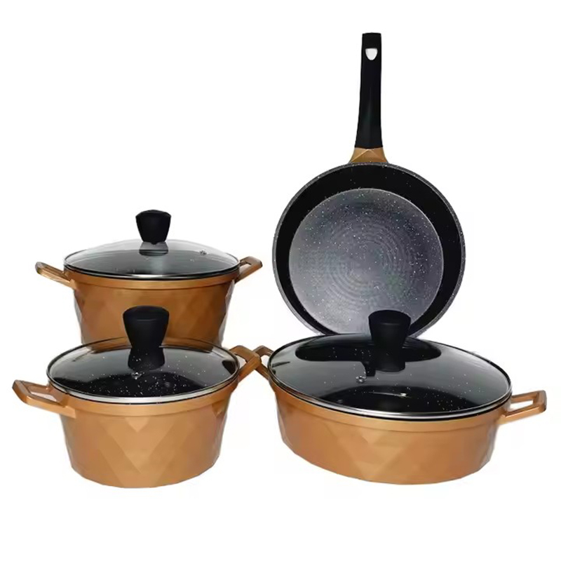 Die Casting Non Stick Cookware Set Pan Pot Shallow Casserole 8 Pcs