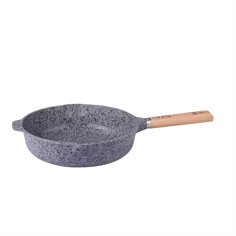 Non Stick Pots and Pans Set with Marble Coating Wooden Handle