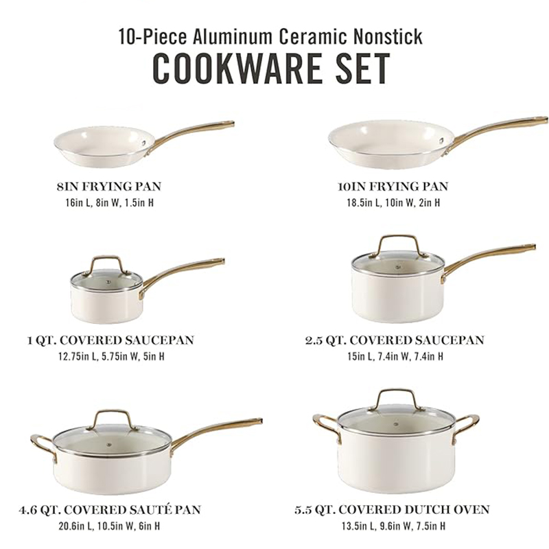 White Ceramic Coating Cookware Ses