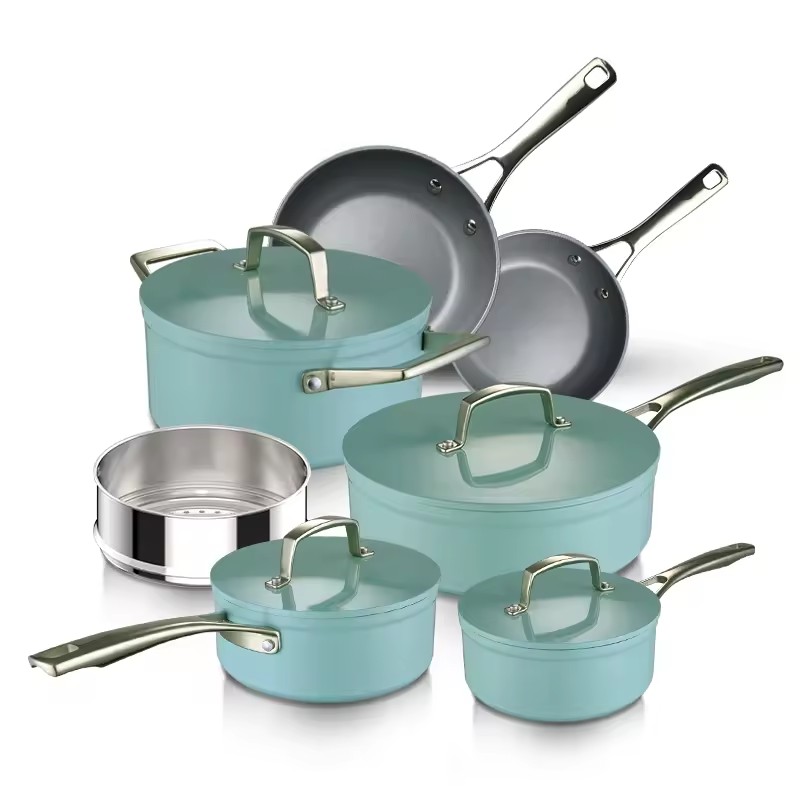 Ceramic Aluminum Home Cooking Pots And Pans Cookware Set