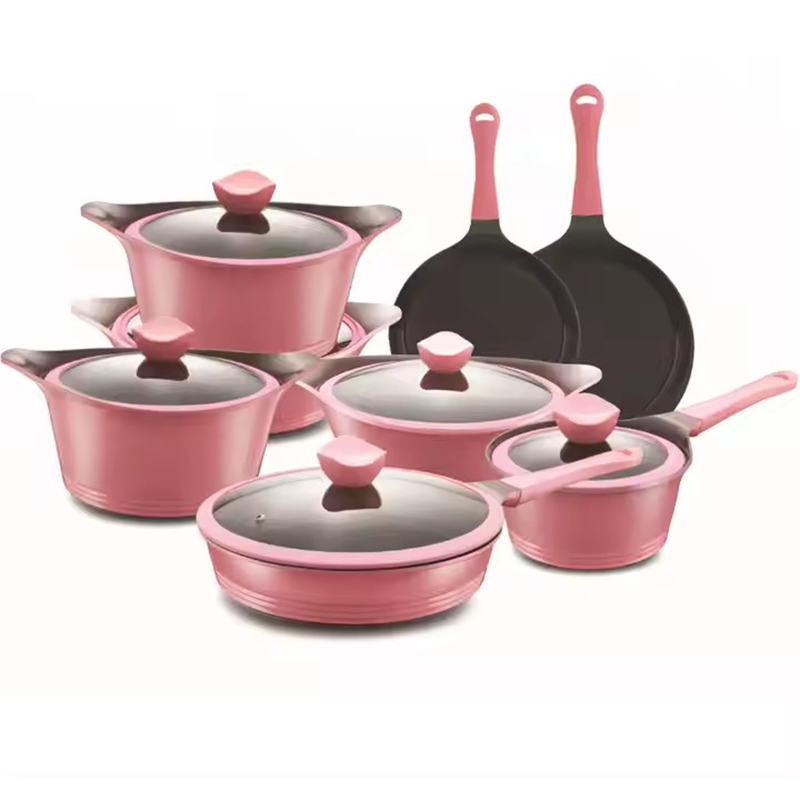 Ceramic Coated Cookware Set with Silicone Glass Lid