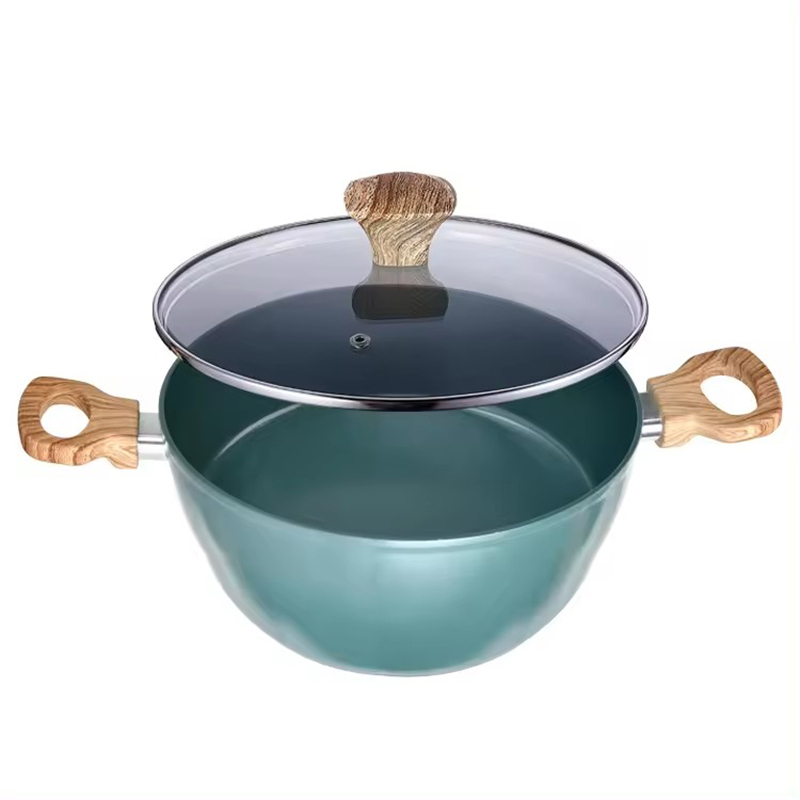 Green Color Printing Aluminum Non-stick Cookware Sets