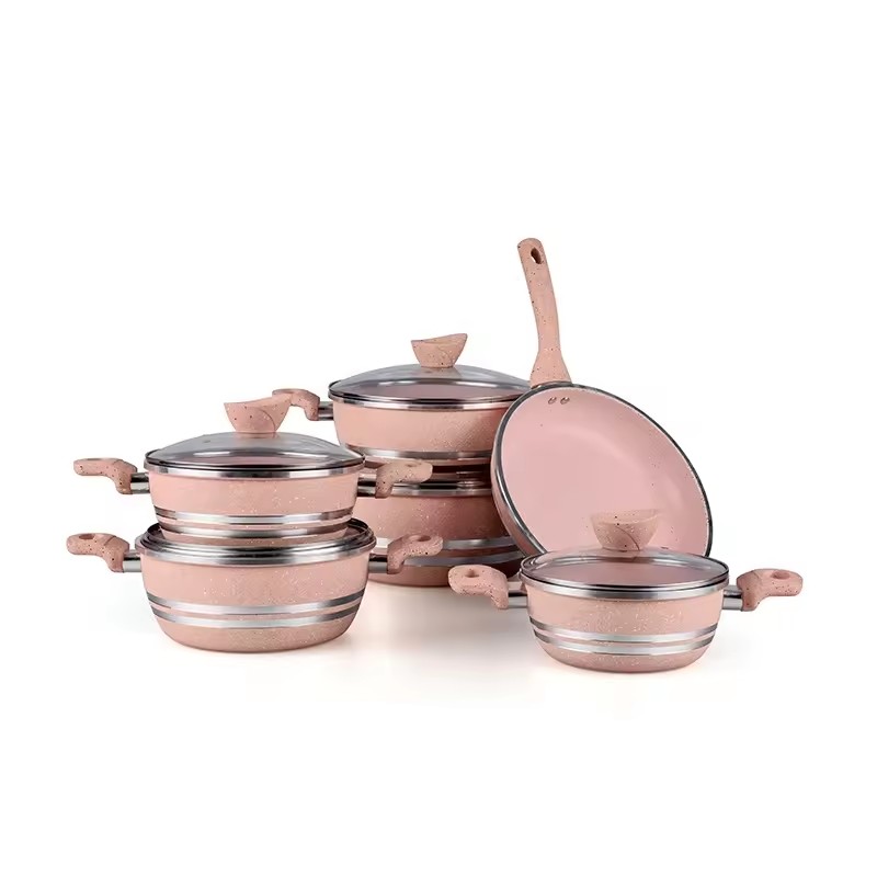 Kitchen Non Stick Cooking Pot Set Mirror Body