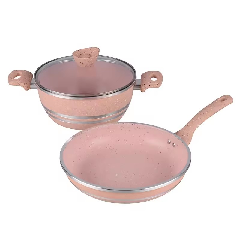 Kitchen Non Stick Cooking Pot Set Mirror Body