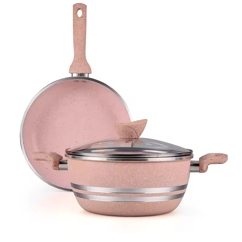 Kitchen Non Stick Cooking Pot Set Mirror Body